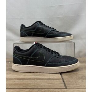 Nike Court Vision Low Premium Black Turquoise Lime Green Sneakers Men's 8